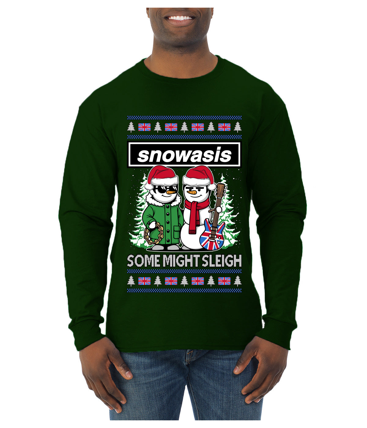 Snowasis English Rock Band Parody, Ugly Christmas Sweater Unisex Mens Long Sleeve Shirt