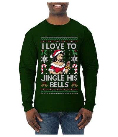 I Love To Jingle His Bells, Ugly Christmas Sweater Unisex Mens Long Sleeve Shirt