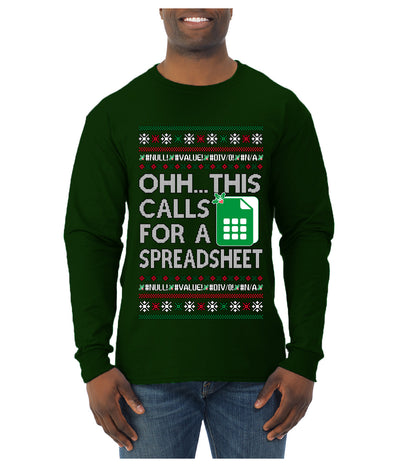 Oh... This Calls for A Spreadsheet, Ugly Christmas Sweater Unisex Mens Long Sleeve Shirt