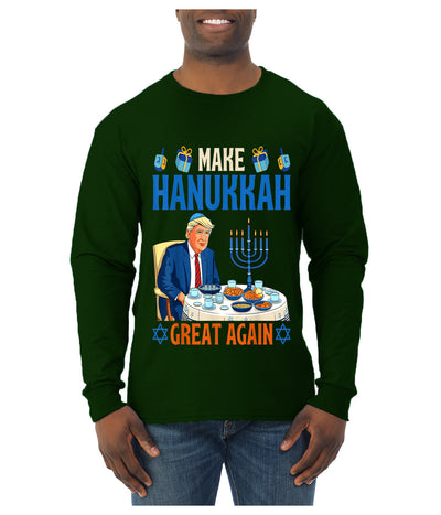 Make Hanukkah Great Again, Ugly Christmas Sweater Unisex Mens Long Sleeve Shirt