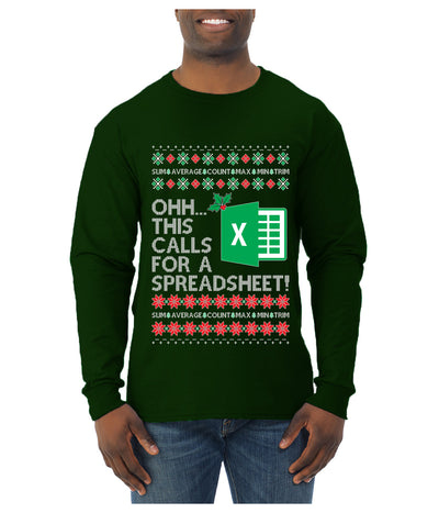 Ohh This Calls For A Spreadsheet Office, Ugly Christmas Sweater Unisex Mens Long Sleeve Shirt