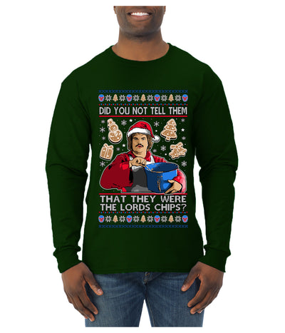 Did You Not Tell Them They Were The Lords Chips, Luchadores Christmas Cookies Design, Ugly Christmas Sweater Unisex Mens Long Sleeve Shirt