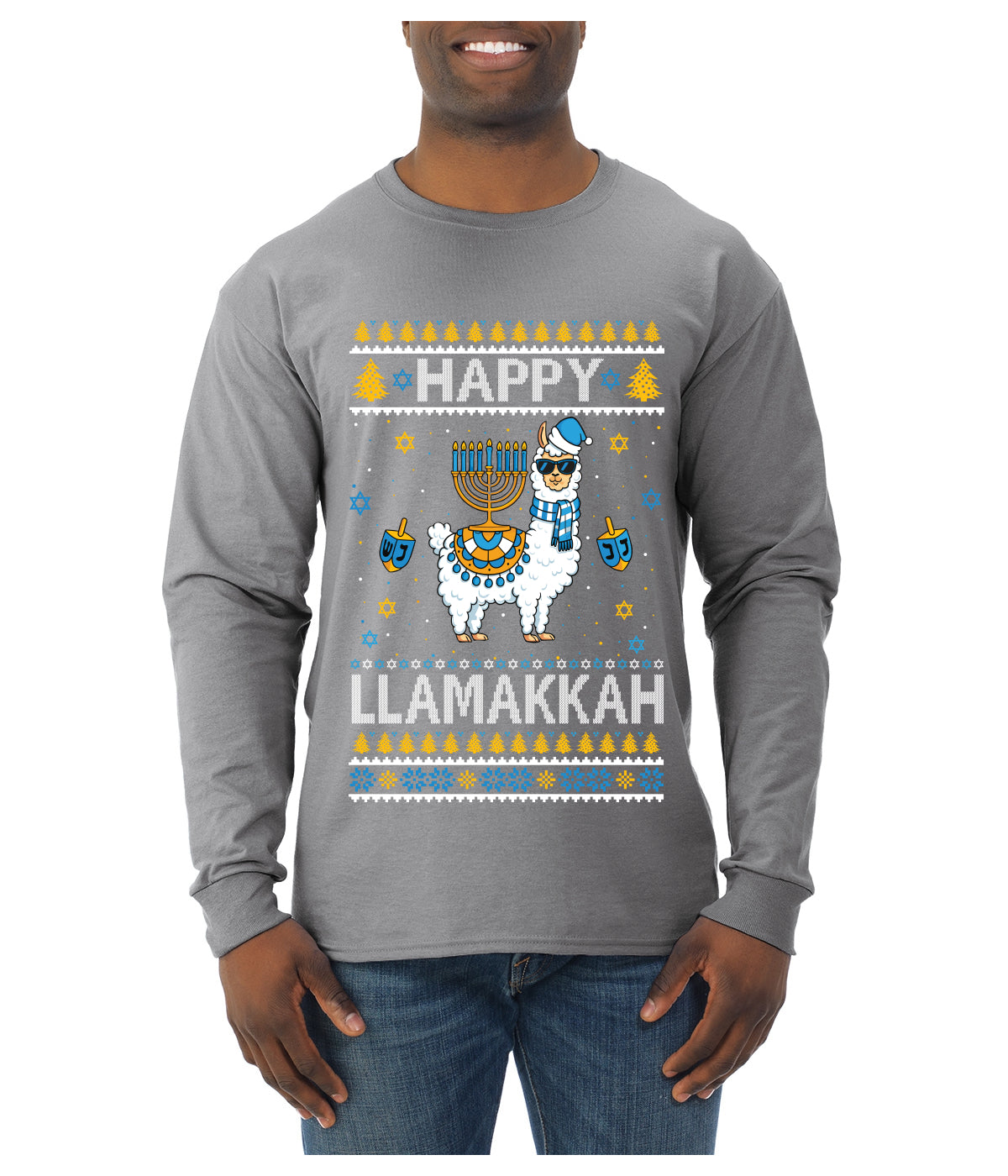 Happy Llamakkah, Ugly Christmas Sweater Unisex Mens Long Sleeve Shirt