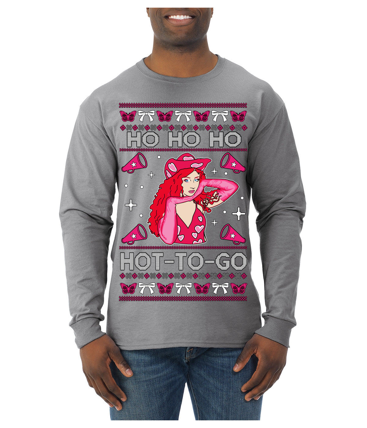 Ho Ho Ho Hot to Go, Viral Midwest Princess Song Dance Pop Star Concert Tour Merch Ugly Christmas Sweater Mens Long Sleeve Shirt