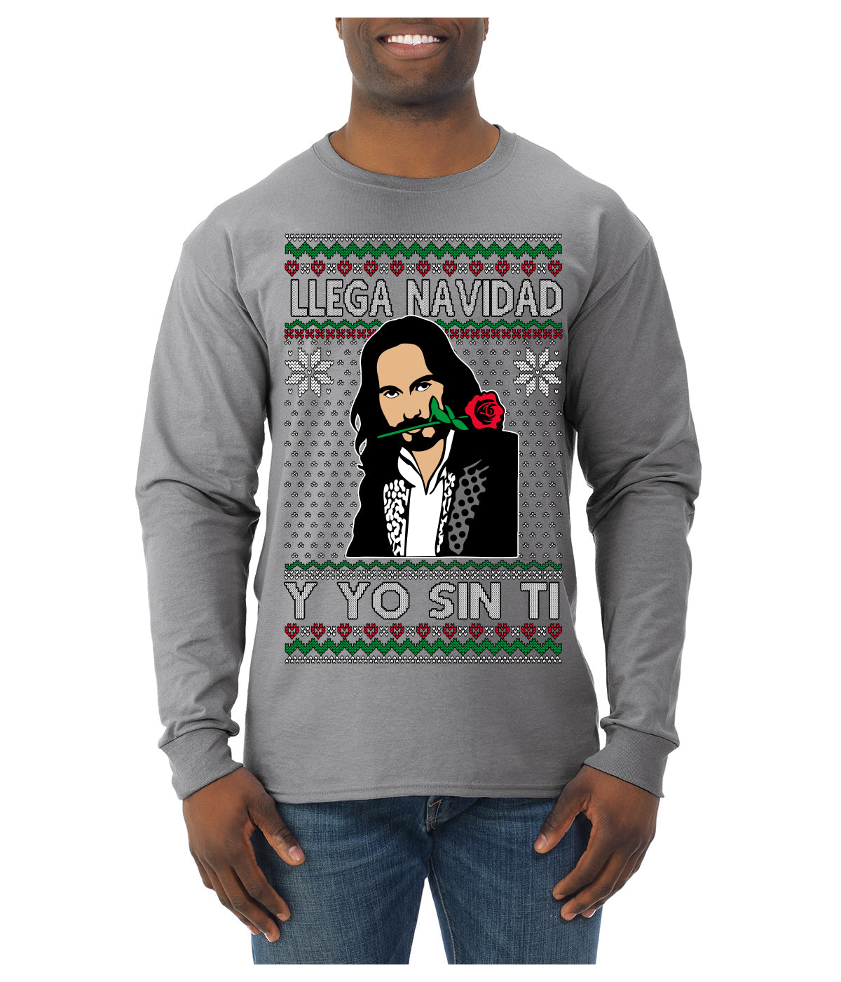 Llega Navidad Y Yo Sin Ti Christmas Is Coming Marco Ugly Christmas Sweater Mens Long Sleeve Shirt
