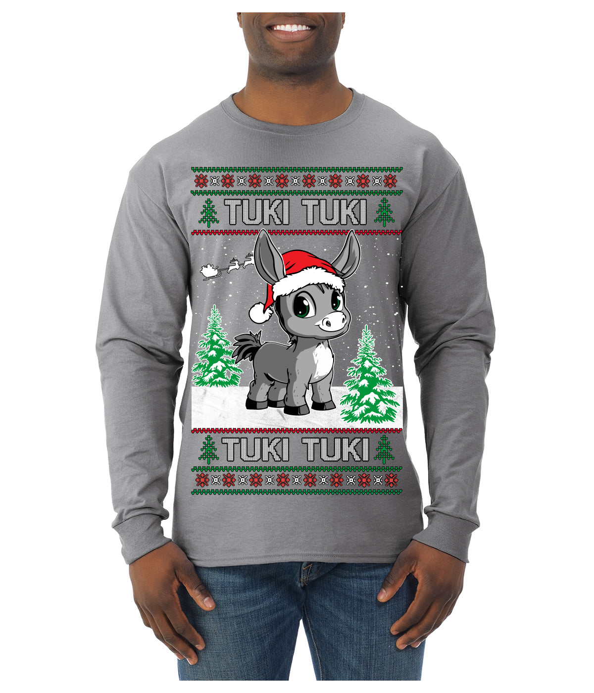 Tuki Tuki Tuki Funny Spanish Music Lyrics Ugly Christmas Sweater Mens Long Sleeve Shirt