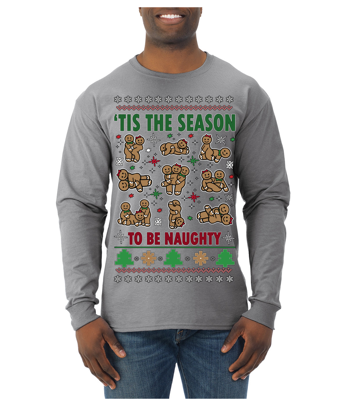 Tis' The Season To Be Naughty Unisex Ugly Christmas Sweater Mens Long Sleeve Shirt