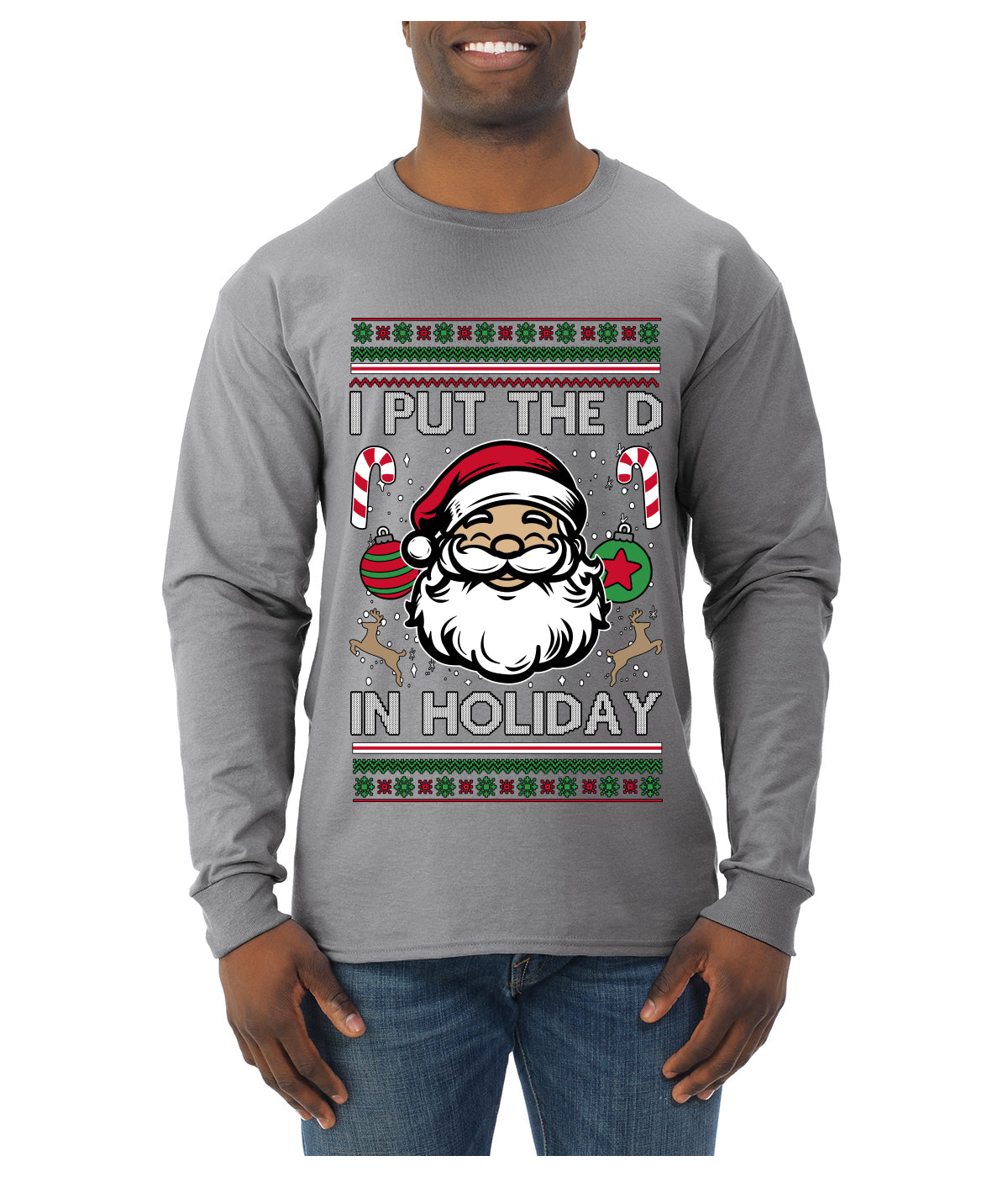 I Put The D In Holiday, Ugly Christmas Sweater Unisex Mens Long Sleeve Shirt