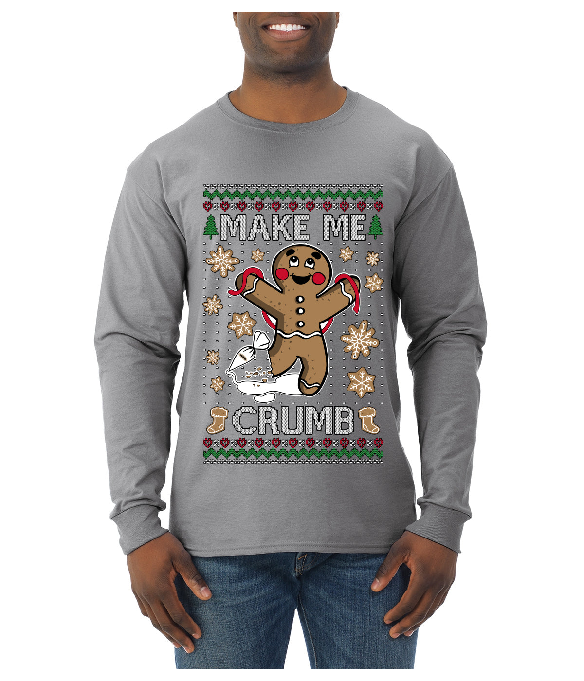 Make Me Crumb, Ugly Christmas Sweater Unisex Mens Long Sleeve Shirt