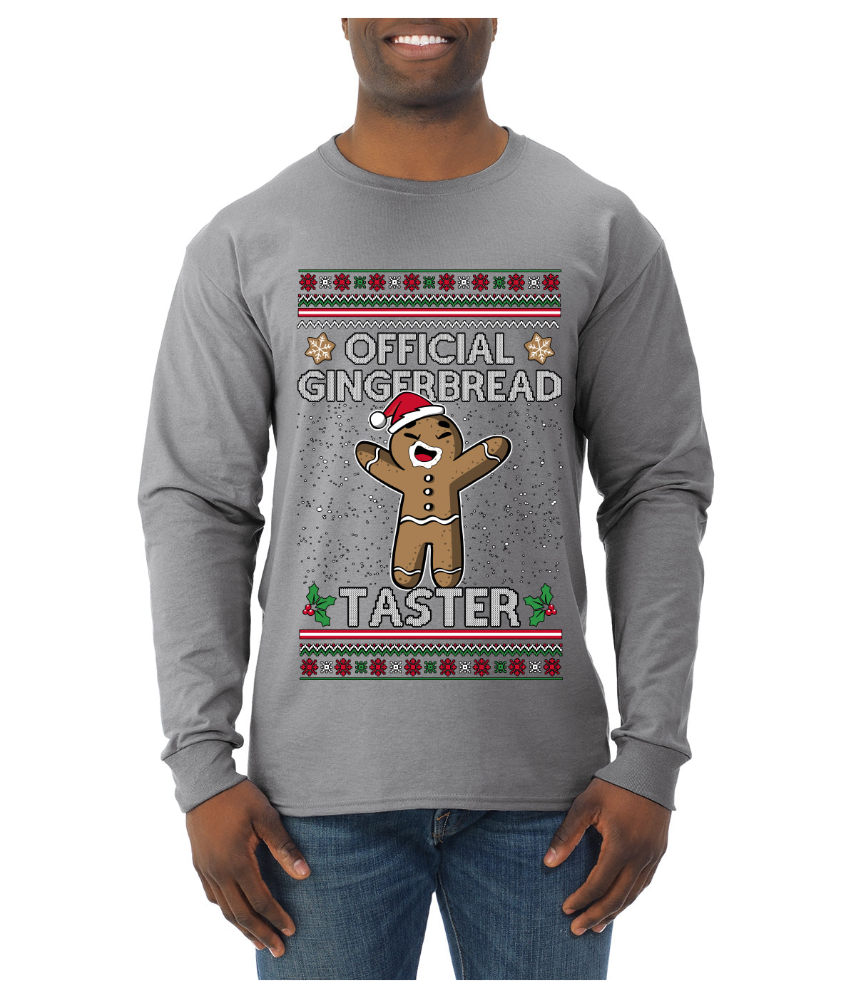Official Gingerbread Taster, Ugly Christmas Sweater Unisex Unisex Mens Long Sleeve Shirt