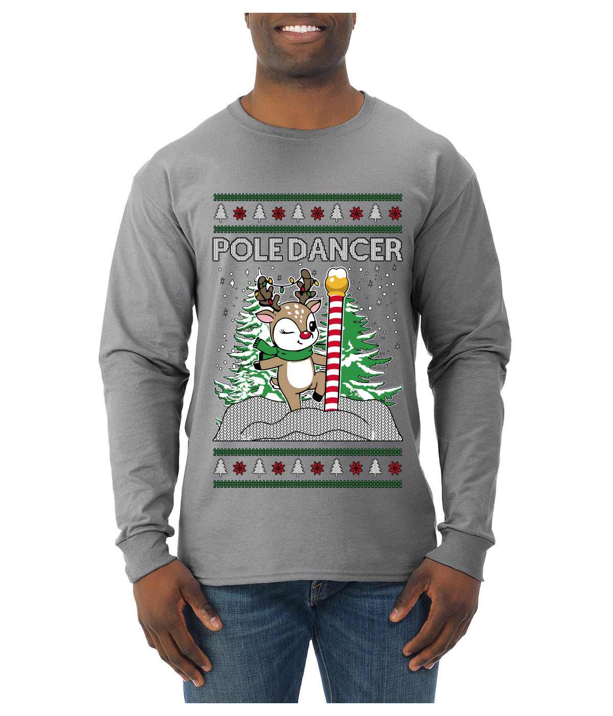 Pole Dancer, Ugly Christmas Sweater Unisex Mens Long Sleeve Shirt