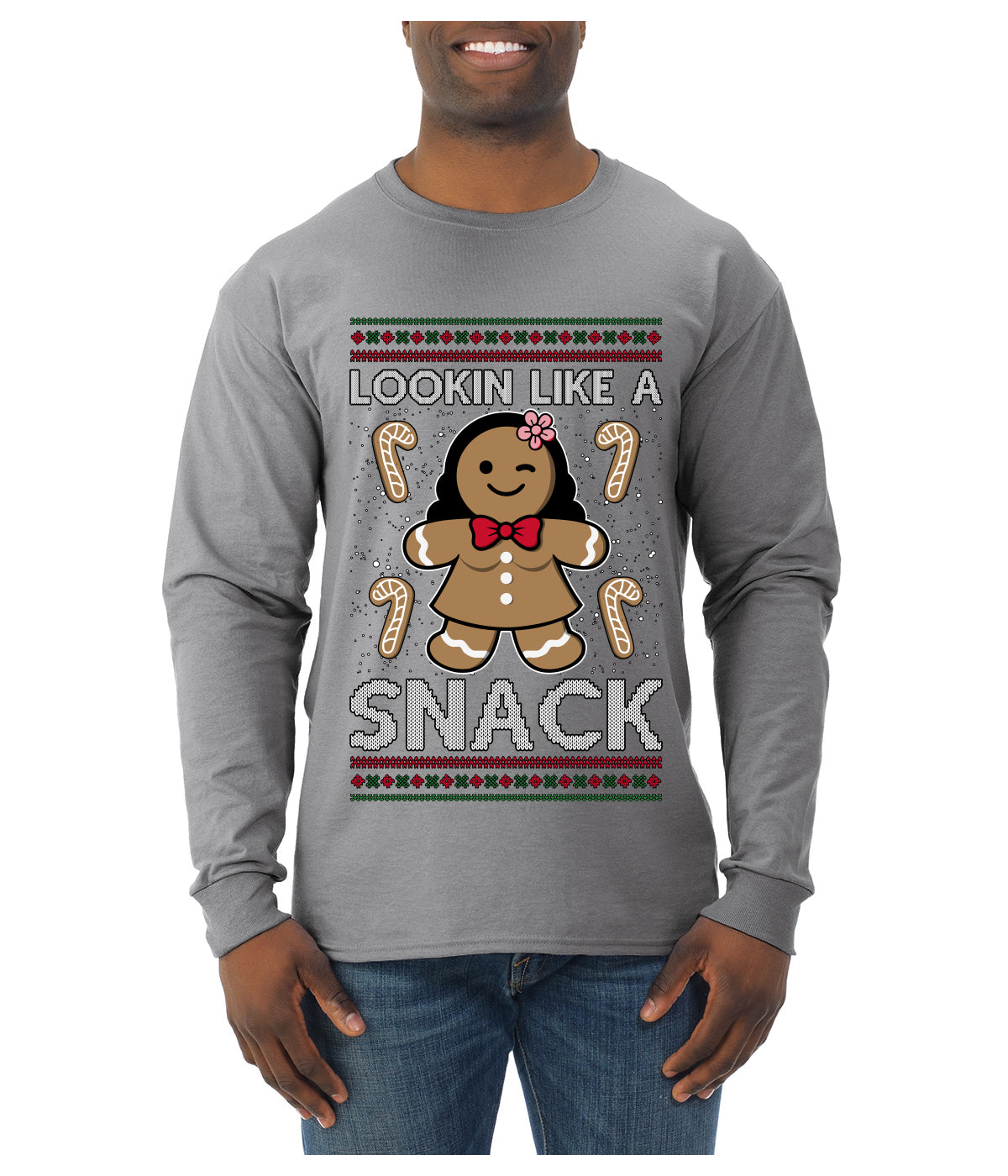 Lookin Like A Snack, Ugly Christmas Sweater Unisex Mens Long Sleeve Shirt