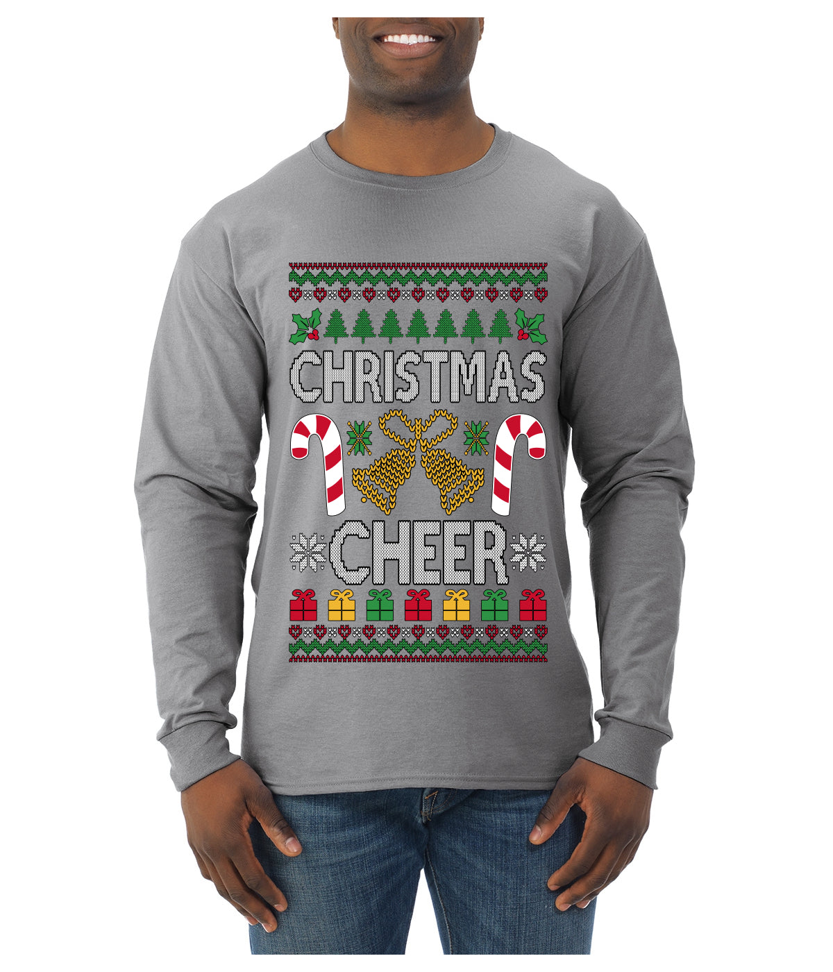 Christmas Cheer, Ugly Christmas Sweater Unisex Mens Long Sleeve Shirt