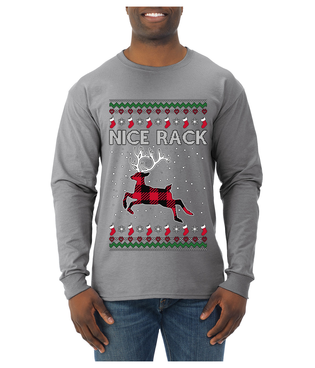 Nice Rack, Ugly Christmas Sweater Unisex Mens Long Sleeve Shirt