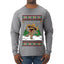Feliz Navidad Dancing Gingerbread Man, Ugly Christmas Sweater Unisex Mens Long Sleeve Shirt