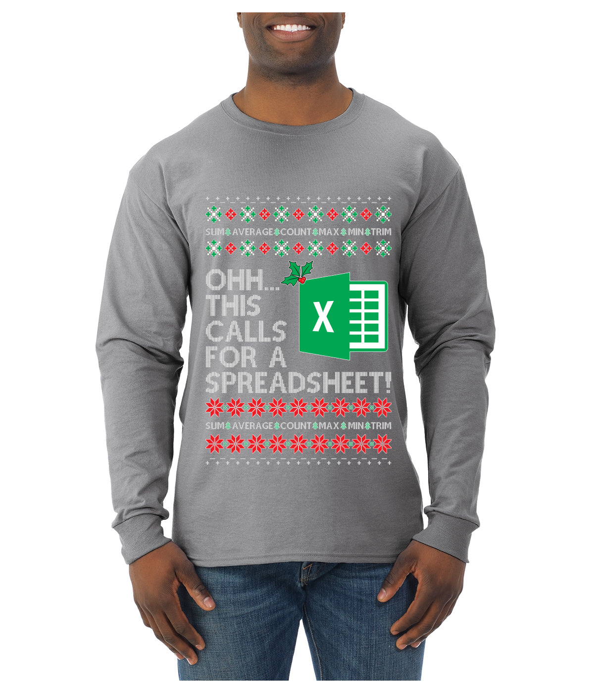Ohh This Calls For A Spreadsheet Office, Ugly Christmas Sweater Unisex Mens Long Sleeve Shirt