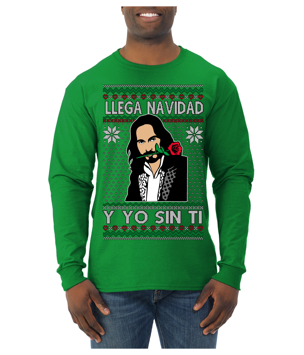 Llega Navidad Y Yo Sin Ti Christmas Is Coming Marco Ugly Christmas Sweater Mens Long Sleeve Shirt