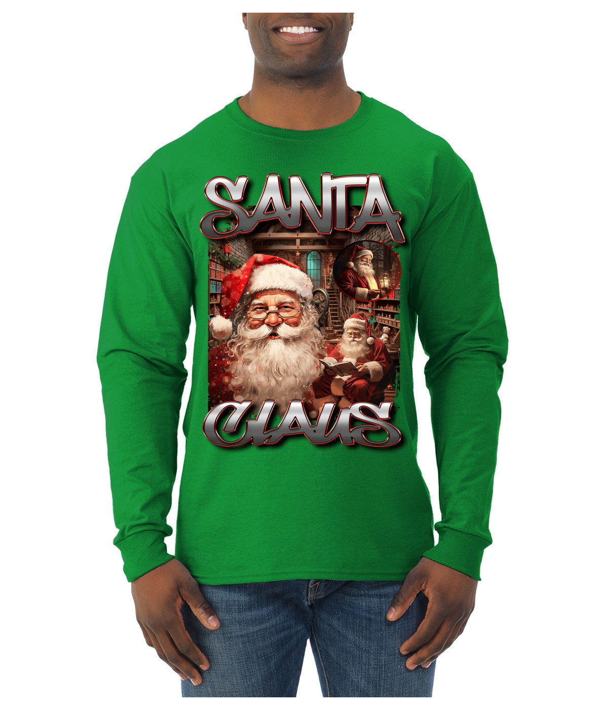 Santa Claus Bootleg Rap Music Style Ugly Christmas Sweater Mens Long Sleeve Shirt
