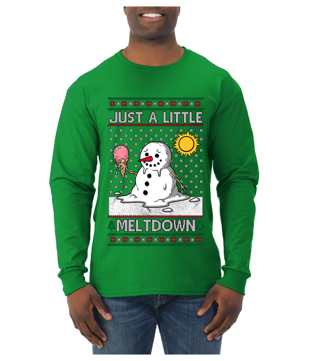 Just A Little Meltdown, Ugly Christmas Sweater Mens Long Sleeve Shirt