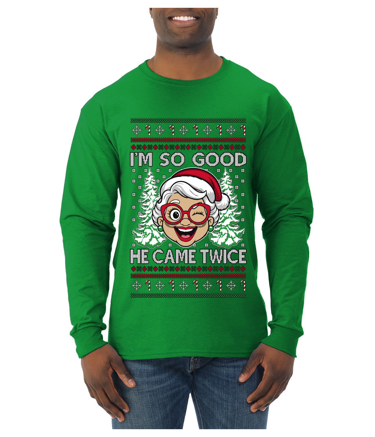 So Good He Came Twice, Ugly Christmas Sweater Unisex Mens Long Sleeve Shirt