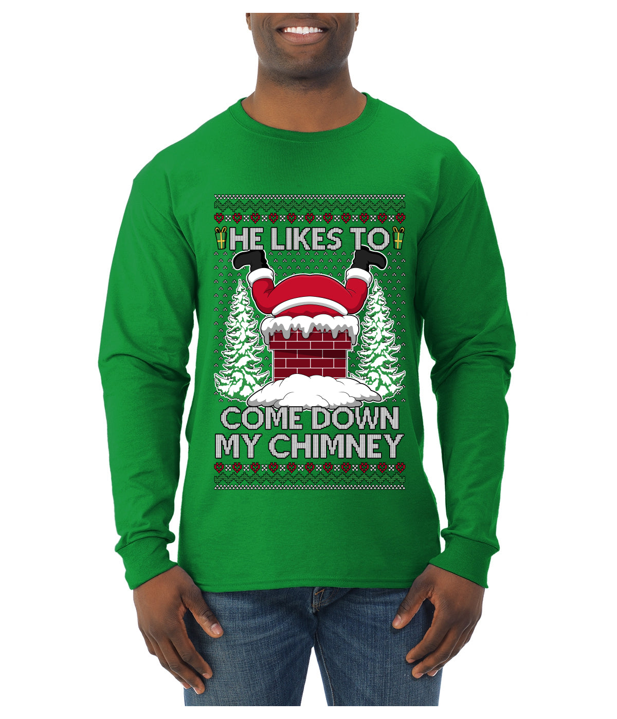 Come Down my Chimney Ugly Christmas Sweater Unisex Unisex Mens Long Sleeve Shirt
