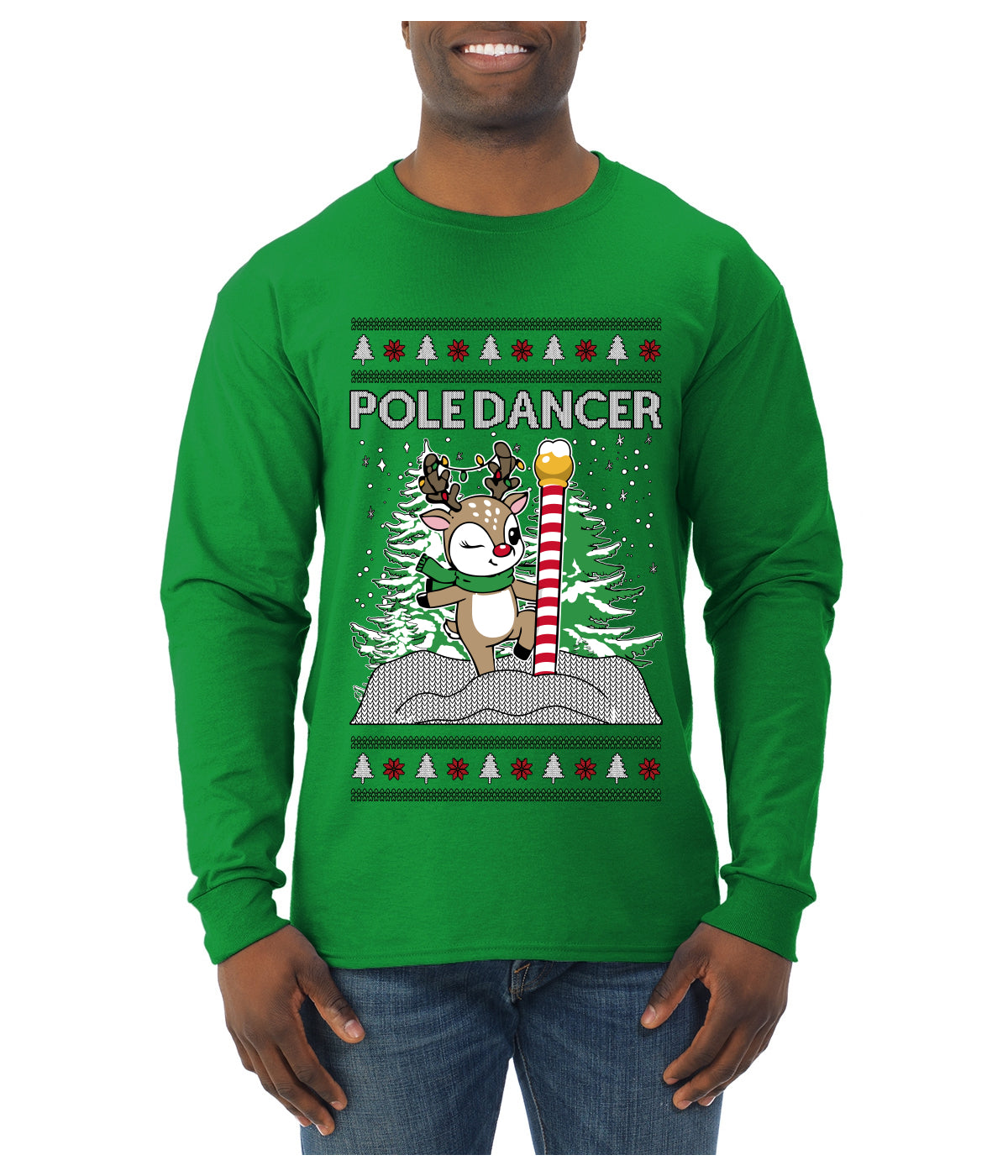 Pole Dancer, Ugly Christmas Sweater Unisex Mens Long Sleeve Shirt
