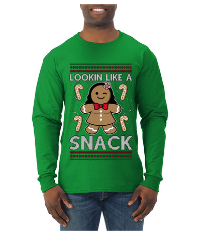 Lookin Like A Snack, Ugly Christmas Sweater Unisex Mens Long Sleeve Shirt