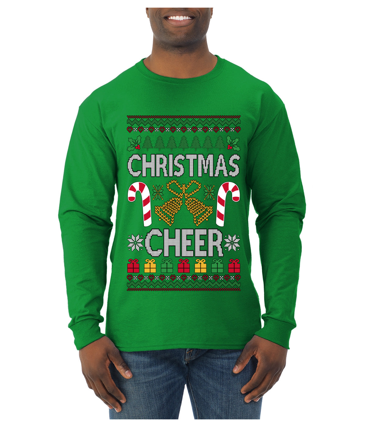 Christmas Cheer, Ugly Christmas Sweater Unisex Mens Long Sleeve Shirt