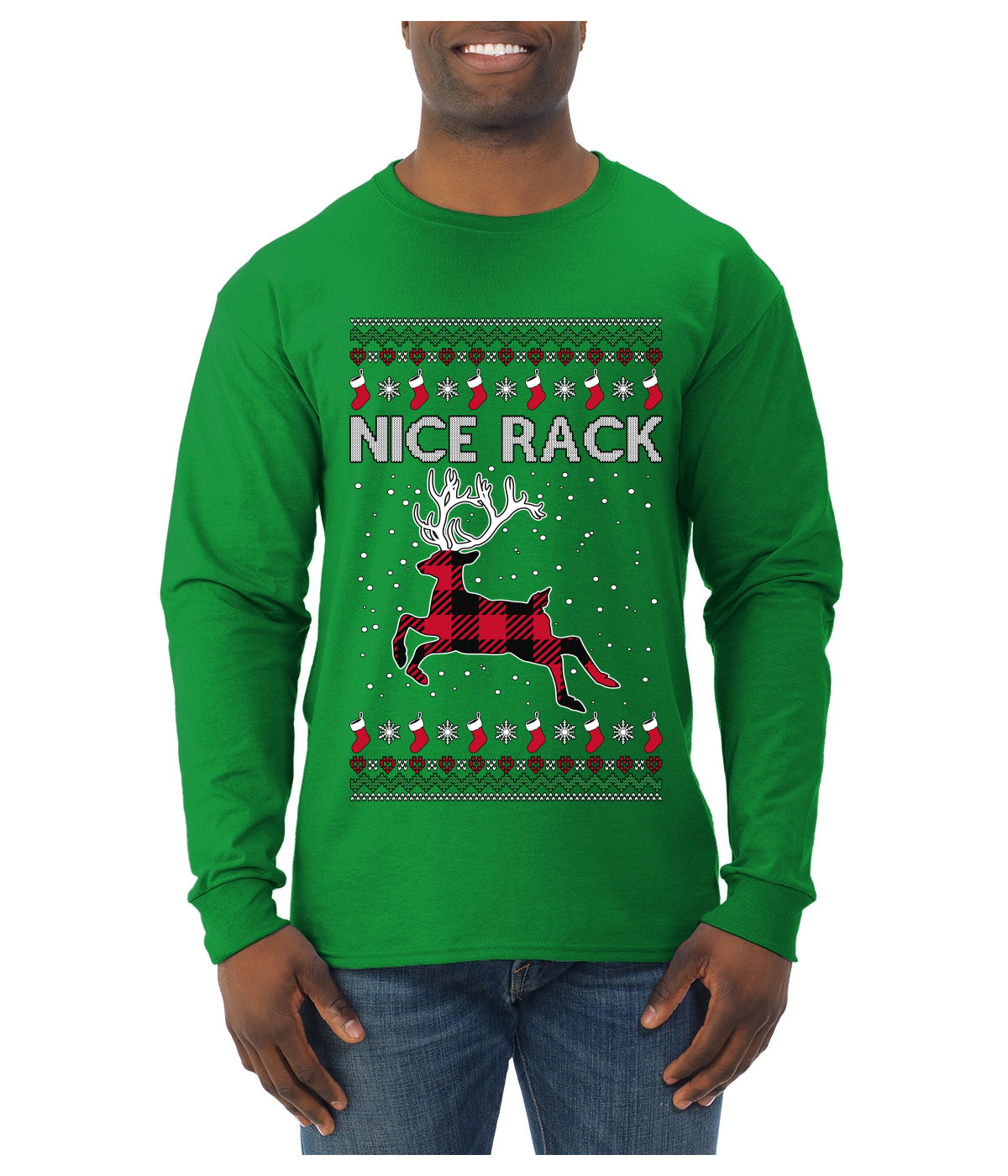 Nice Rack, Ugly Christmas Sweater Unisex Mens Long Sleeve Shirt