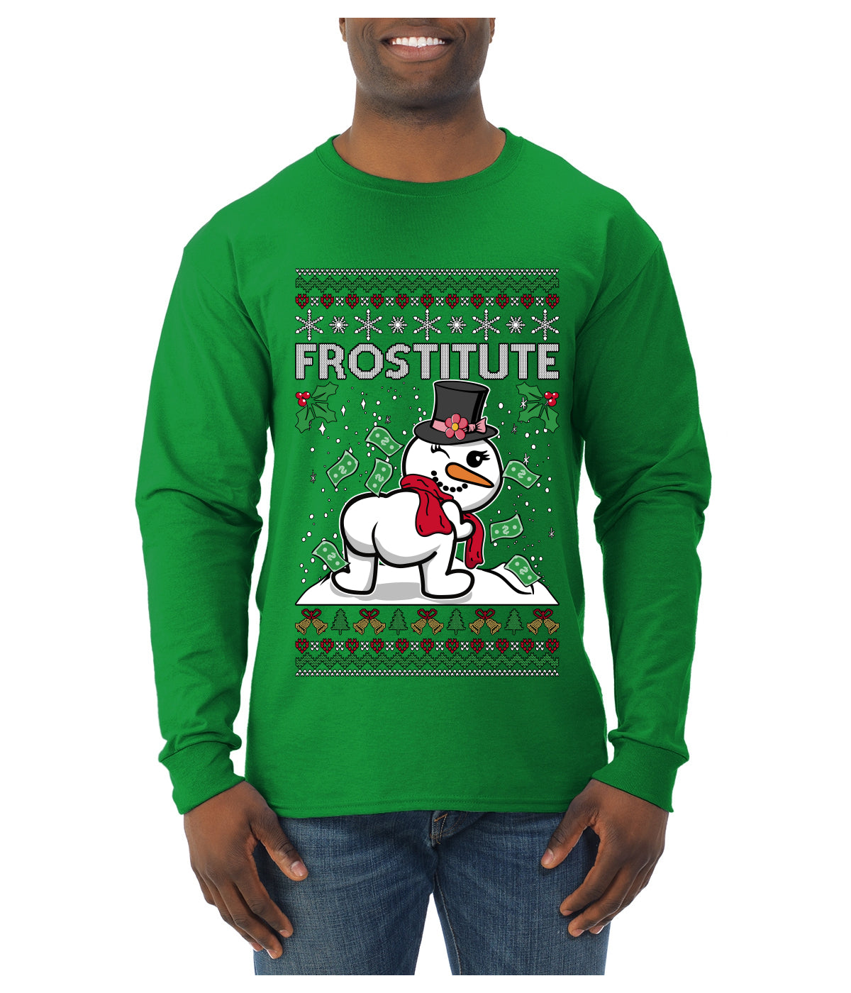 Frostitute, Ugly Christmas Sweater Unisex Mens Long Sleeve Shirt