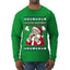 Seazyns Greeting Santa Packing Lip Pouch, Ugly Christmas Sweater Unisex Mens Long Sleeve Shirt