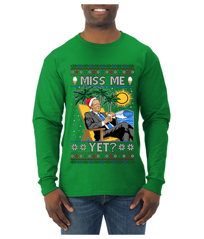 Miss Me Yet? President USA Design, Ugly Christmas Sweater Unisex Mens Long Sleeve Shirt