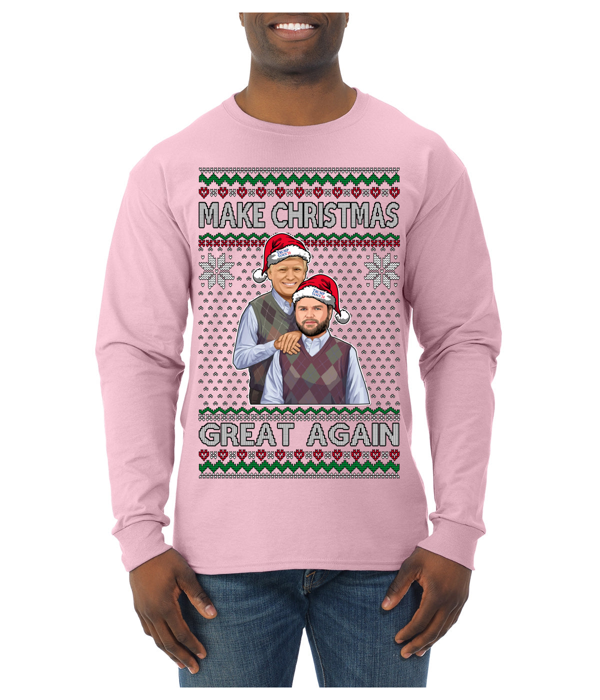 Make Christmas Great Again Trump Vance 2024 Movie Parody Ugly Christmas Sweater Mens Long Sleeve Shirt
