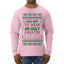 Too Hot to Wear an Ugly Sweater, Funny Pink Candy Cane Cut Diva Girl Reindeer Xmas Ugly Christmas Sweater Mens Long Sleeve Shirt