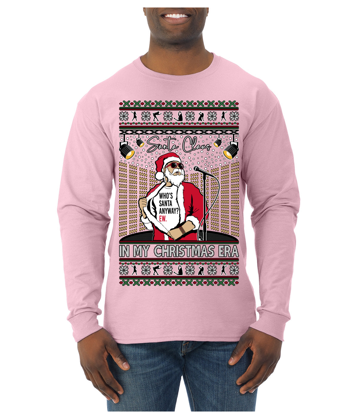 Santa Claus In My Christmas Era Xmas Ugly Christmas Sweater Mens Long Sleeve Shirt