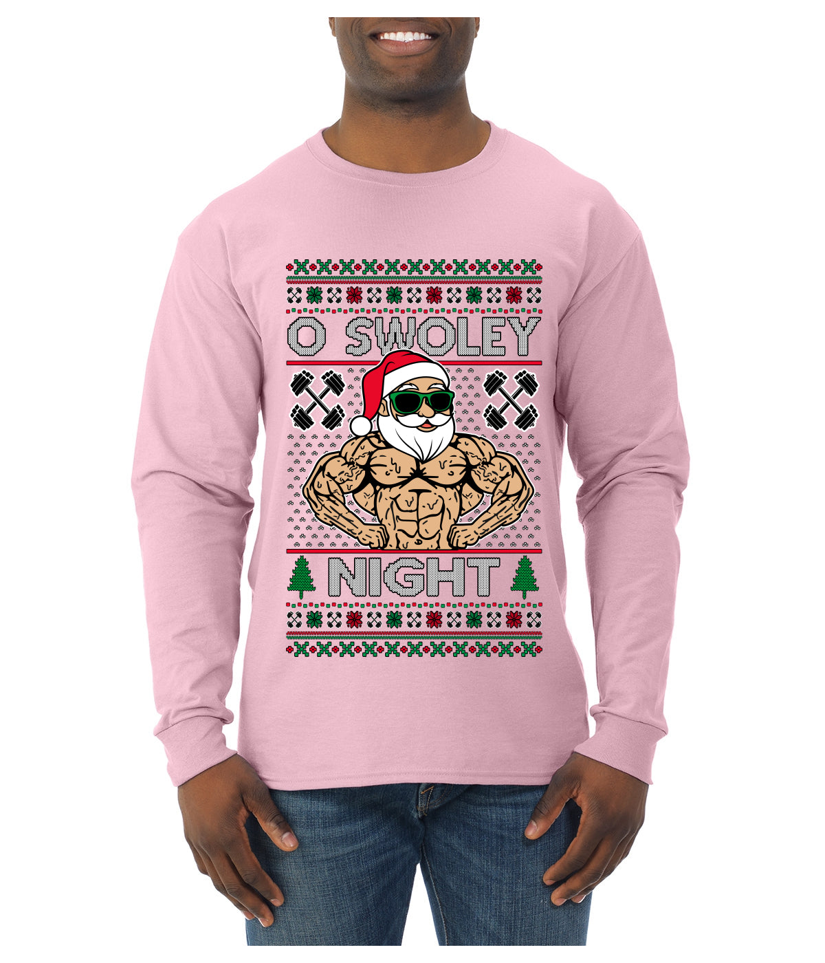 O Swoley Night, Exercise and Fitness Enthusiast, Ugly Christmas Sweater Mens Long Sleeve Shirt