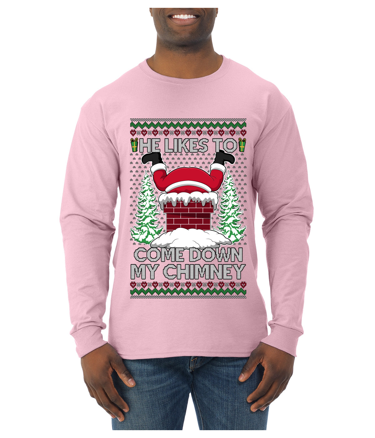 Come Down my Chimney Ugly Christmas Sweater Unisex Unisex Mens Long Sleeve Shirt