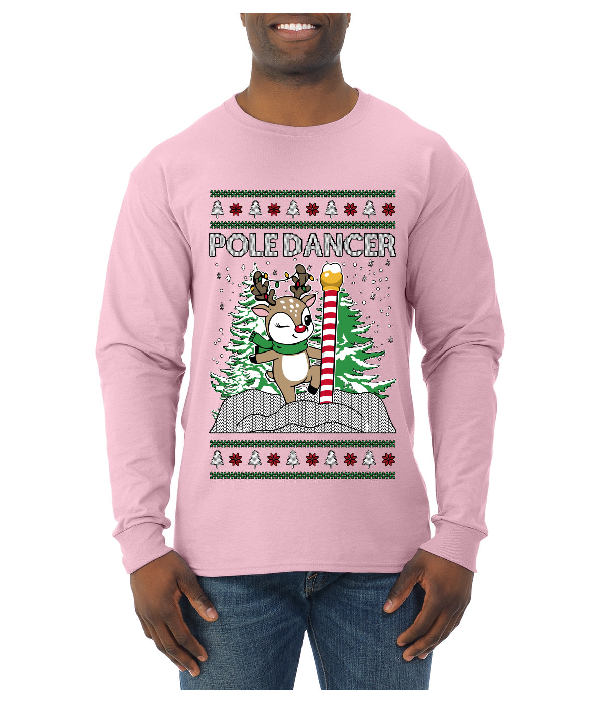 Pole Dancer, Ugly Christmas Sweater Unisex Mens Long Sleeve Shirt