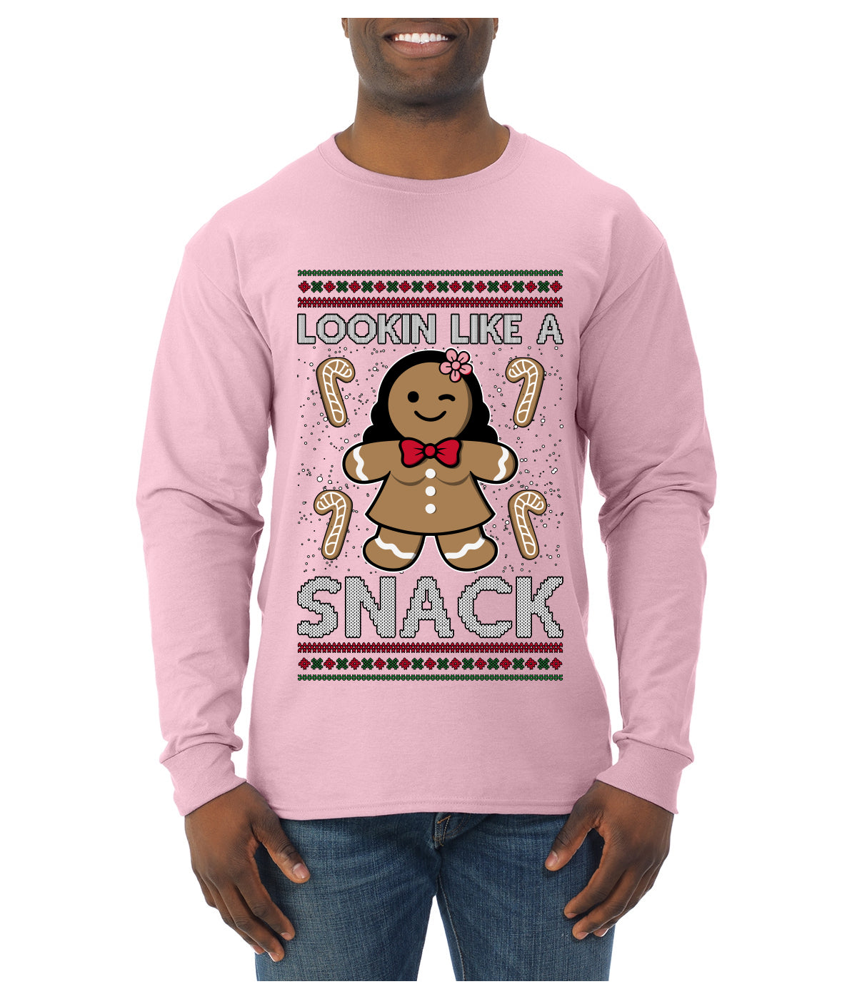Lookin Like A Snack, Ugly Christmas Sweater Unisex Mens Long Sleeve Shirt