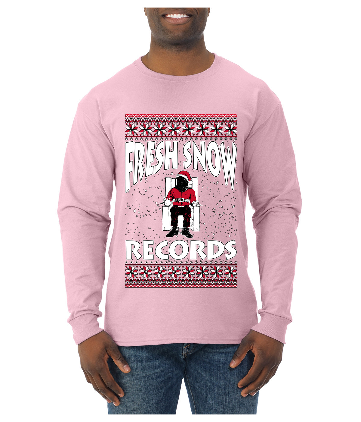 Fresh Snow Records Hip Hop Parody, Ugly Christmas Sweater Unisex Mens Long Sleeve Shirt