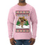 Feliz Navidad Dancing Gingerbread Man, Ugly Christmas Sweater Unisex Mens Long Sleeve Shirt