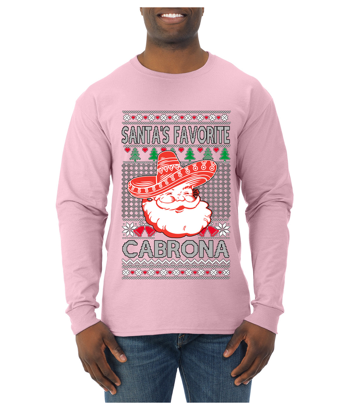 Santa's Favorite Cabrona, Ugly Christmas Sweater Unisex Mens Long Sleeve Shirt