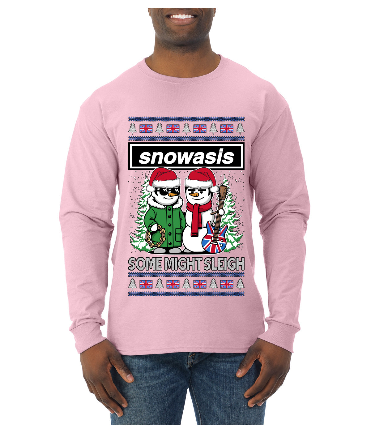 Snowasis English Rock Band Parody, Ugly Christmas Sweater Unisex Mens Long Sleeve Shirt