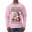 Seazyns Greeting Santa Packing Lip Pouch, Ugly Christmas Sweater Unisex Mens Long Sleeve Shirt