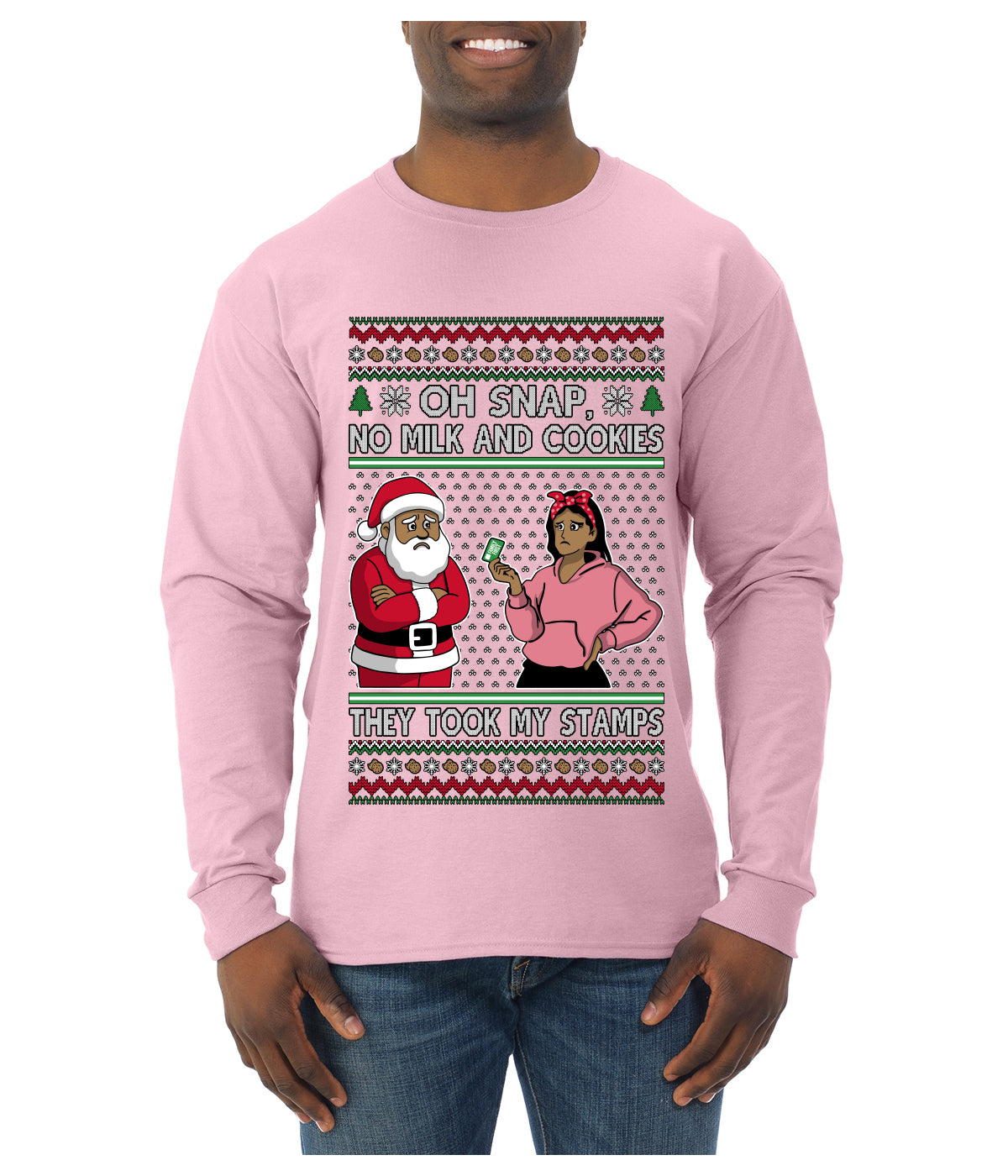 Oh Snap, No Milk And Cookies, They Took my Stamps, Ugly Christmas Sweater Unisex Mens Long Sleeve Shirt