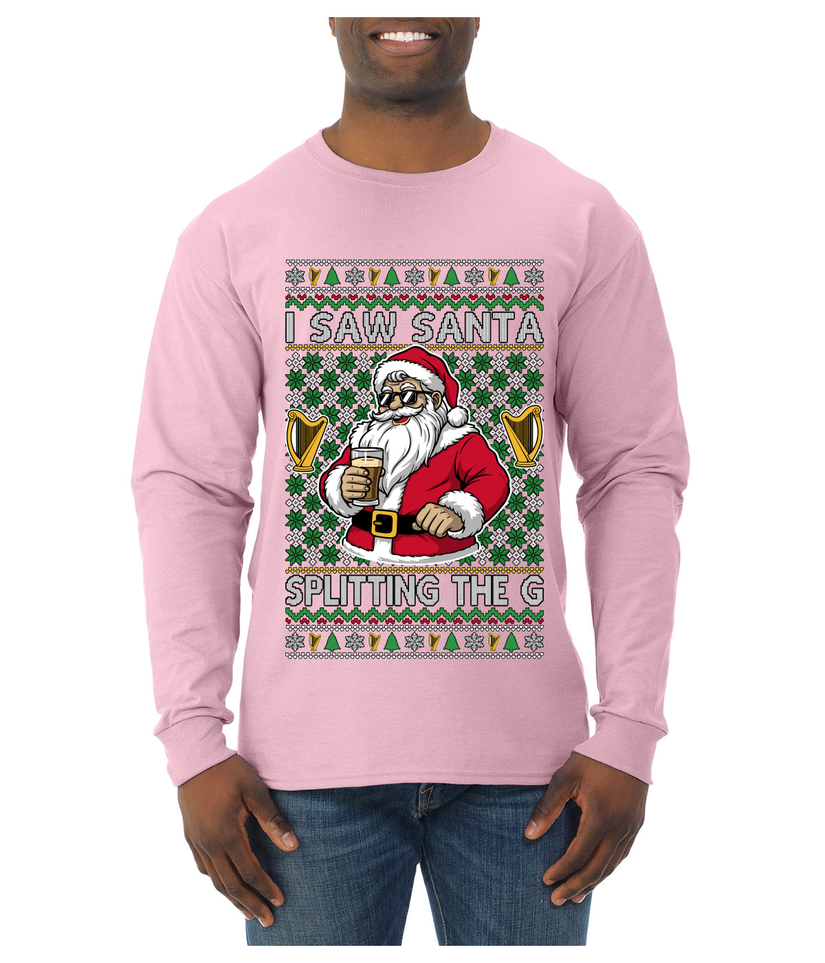 I Saw Santa Splitting The G, Ugly Christmas Sweater Unisex Mens Long Sleeve Shirt