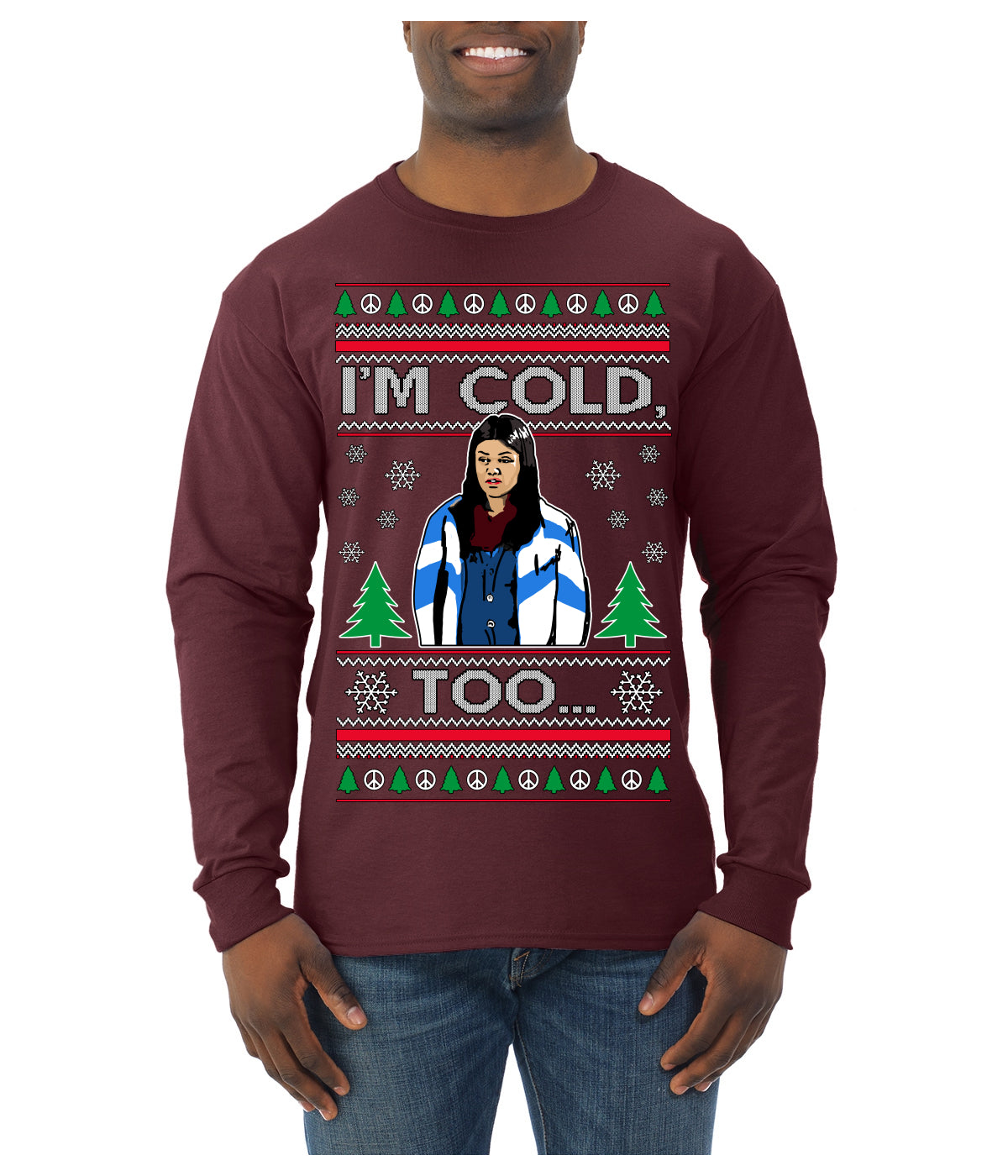 I'm Cold Too Funny Classic 70s Show Damn Jackie Ugly Christmas Sweater Mens Long Sleeve Shirt