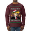 Feliz Navidad Mi Amigos Funny President Ugly Christmas Sweater Mens Long Sleeve Shirt