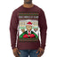 Make America Lit Again Funny Trump 2024 White House MAGA Ugly Christmas Sweater Mens Long Sleeve Shirt