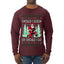 Should I Sleigh Or Should I Go, 80s Rock n' Roll Song, Electric Guitar, Ugly Christmas Sweater Mens Long Sleeve Shirt